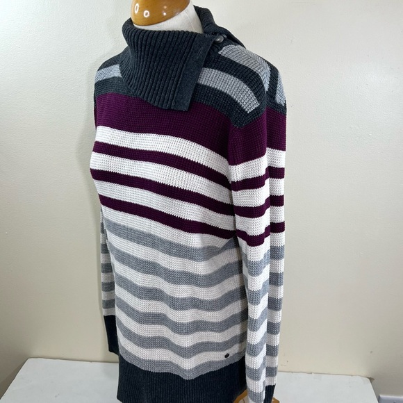 Eddie Bauer Women's Cowl Neck Stripes Sweater - Picture 4 of 11